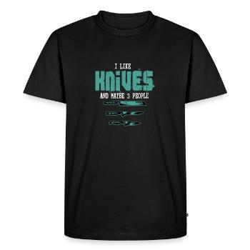 I Like Knives & Maybe 3 People Hobby Knife Collect - Men's Premium Organic T-Shirt - black - Front - Nico (187cm)