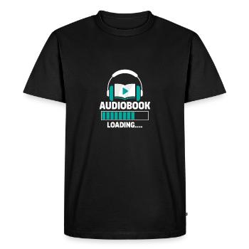 Silence s’il vous plaît : Chargement du livre audio... - T-shirt Premium bio Homme - noir - Devant - Nico (187cm)