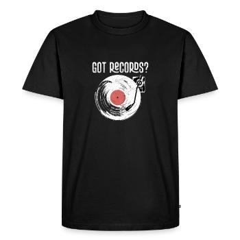Vous avez des disques ? Ventilateur Vintage en vinyle - T-shirt Premium bio Homme - noir - Devant - Nico (187cm)