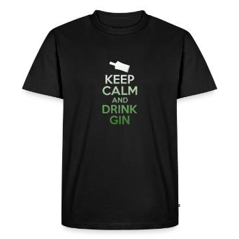 Keep Calm And Drink Gin T-Shirt - Funny Drinking - Men's Premium Organic T-Shirt - black - Front - Nico (187cm)
