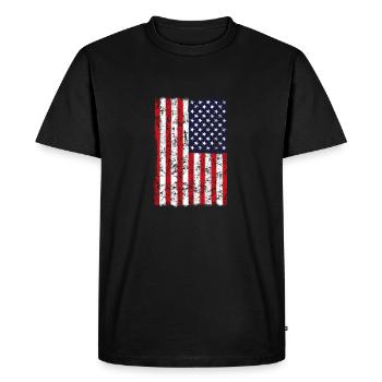 Drapeau des États-Unis vertical - T-shirt Premium bio Homme - noir - Devant - Nico (187cm)