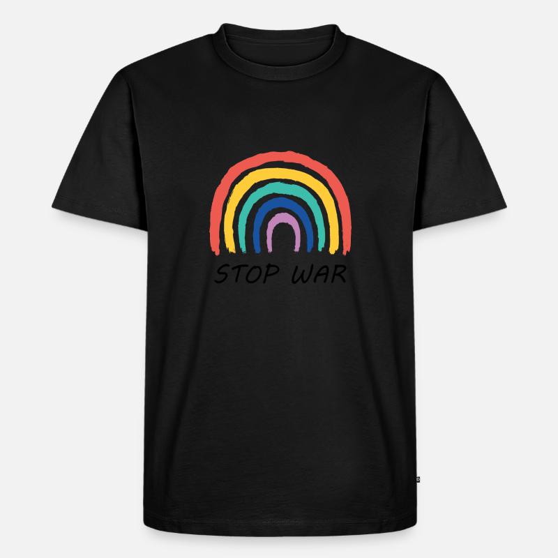 Stop War Rainbow - Männer Premium Bio T-Shirt - Schwarz