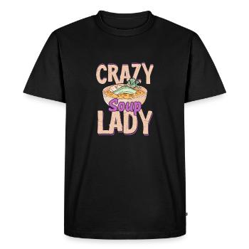 Crazy Soup Lady Bowl Meal Food - Men's Premium Organic T-Shirt - black - Front - Nico (187cm)