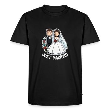 just married - pour mariage - T-shirt Premium bio Homme - noir - Devant - Nico (187cm)