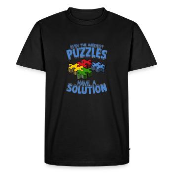 Even The Hardest Puzzles Have A Solution Jigsaw Pu - Men's Premium Organic T-Shirt - black - Front - Nico (187cm)