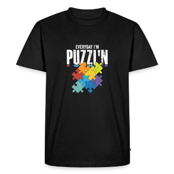Everyday I'm Puzzl'n Piece Jigsaw Puzzle - Men's Premium Organic T-Shirt - black - Front - Nico (187cm)
