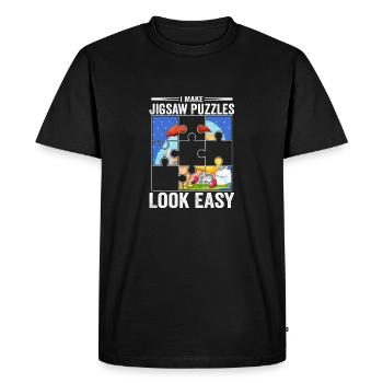 I Make Jigsaw Puzzles Look Easy Solving Piece - Men's Premium Organic T-Shirt - black - Front - Nico (187cm)