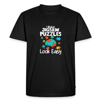 I Make Jigsaw Puzzles Look Easy Piece Solving - Men's Premium Organic T-Shirt - black - Front - Nico (187cm)