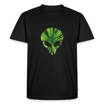 Alien Head Glowing Green T-Shirt Funny Space UFO - Men's Premium Organic T-Shirt - black - Front - Nico (187cm)