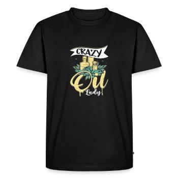 Crazy Oil Lady Natural Healing Essential Oil - Men's Premium Organic T-Shirt - black - Front - Nico (187cm)