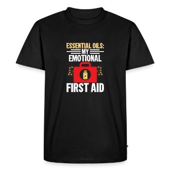 Huiles essentielles : Mes premiers soins émotionnels Healing Nat - T-shirt Premium bio Homme - noir - Devant - Nico (187cm)
