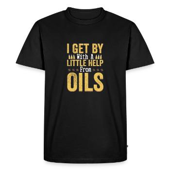 I Get By With A Little Help From Oils Essential Oi - Men's Premium Organic T-Shirt - black - Front - Nico (187cm)