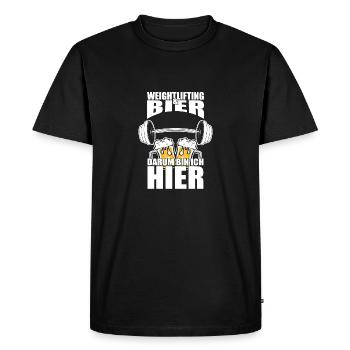 Funny saying: Beer, that's why I'm here - Men's Premium Organic T-Shirt - black - Front - Nico (187cm)