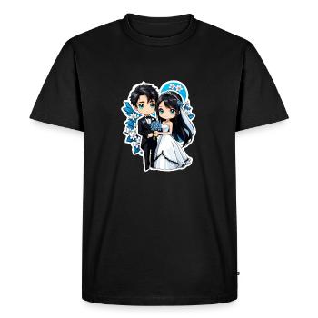 just married - pour mariage - T-shirt Premium bio Homme - noir - Devant - Nico (187cm)