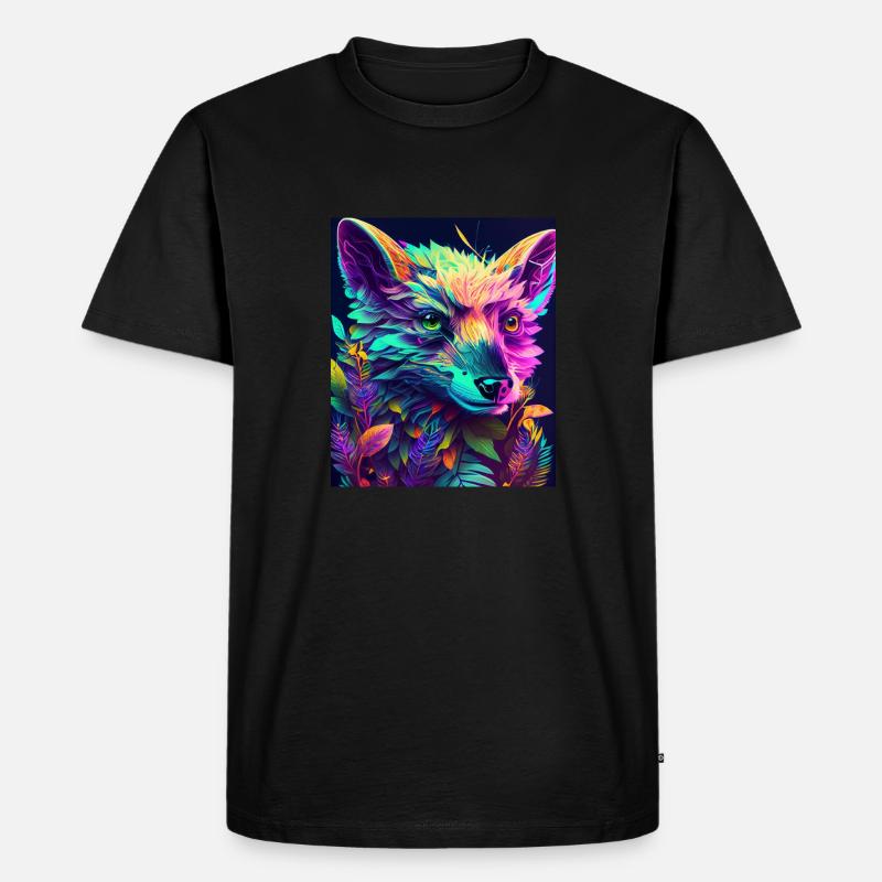 Neonwaldfuchs - Männer Premium Bio T-Shirt - Schwarz