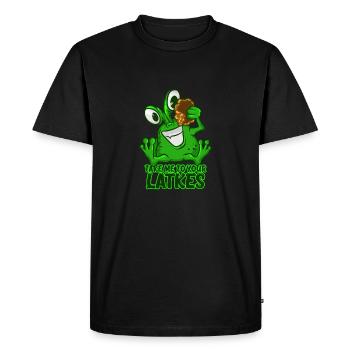 Take Me To Your Latkes T-Shirt Funny Space Green - Men's Premium Organic T-Shirt - black - Front - Nico (187cm)
