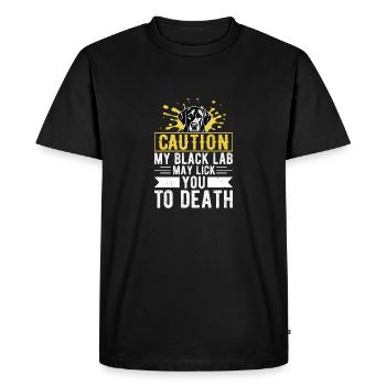 Attention Mon Labrador Noir Peut Vous Lécher À Mort Propriétaire L - T-shirt Premium bio Homme - noir - Devant - Nico (187cm)