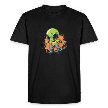 Skater Alien - Men's Premium Organic T-Shirt - black - Front - Nico (187cm)