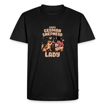Crazy German Shepherd Lady Chiot Propriétaire Chien Maman - T-shirt Premium bio Homme - noir - Devant - Nico (187cm)