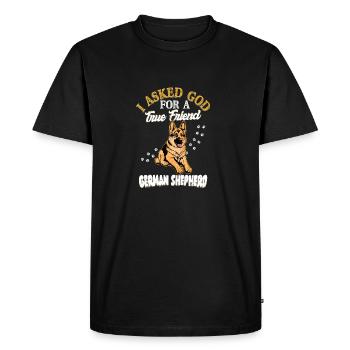 I Asked God For A True Friend German Shepherd Pupp - Men's Premium Organic T-Shirt - black - Front - Nico (187cm)