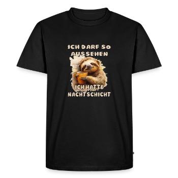 Sloth I May Look Like I Had Night - Men's Premium Organic T-Shirt - black - Front - Nico (187cm)