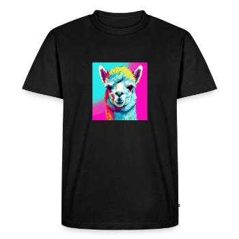 L’alpaga dans le Pop Art - T-shirt Premium bio Homme - noir - Devant - Nico (187cm)