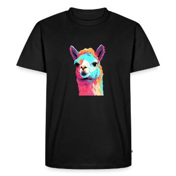 L’alpaga dans le Pop Art - T-shirt Premium bio Homme - noir - Devant - Nico (187cm)