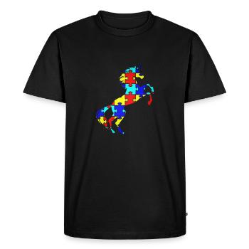 Licorne Autisme Puzzle Symbole Cool Licorne Magique - T-shirt Premium bio Homme - noir - Devant - Nico (187cm)