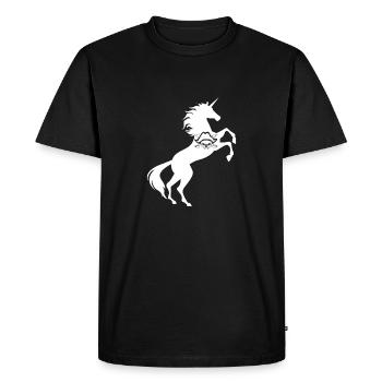 Licorne Pirate Symbole T-Shirt Crâne Os Croisés - T-shirt Premium bio Homme - noir - Devant - Nico (187cm)
