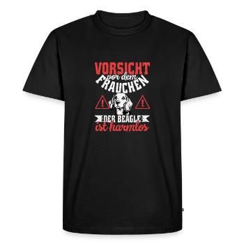 Attention au propriétaire du Beagle est inoffensif - T-shirt Premium bio Homme - noir - Devant - Nico (187cm)