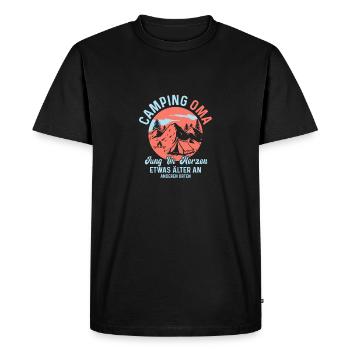 Camping Mamie Jeune dans le Coeur Camping Nature - T-shirt Premium bio Homme - noir - Devant - Nico (187cm)