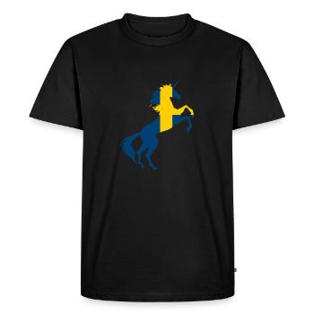 Licorne Suède Drapeau T-Shirt Licorne Magique Suédois - T-shirt Premium bio Homme - noir - Devant - Nico (187cm)