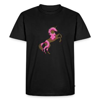 T-shirt licorne symbole féminin licorne magique jeu de mots - T-shirt Premium bio Homme - noir - Devant - Nico (187cm)