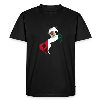 Unicorn Mexico Flag TShirt Magical Unicorn Mexican - Men's Premium Organic T-Shirt - black - Front - Nico (187cm)