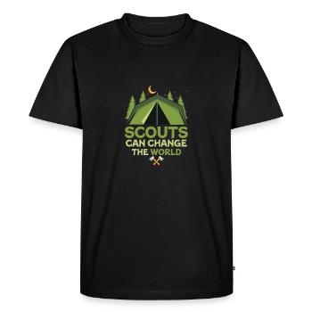 Changing the World, One Scout at a Time Tee - Men's Premium Organic T-Shirt - black - Front - Nico (187cm)