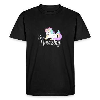 Être incroyable mignon licorne rose arc-en-ciel magique cool - T-shirt Premium bio Homme - noir - Devant - Nico (187cm)