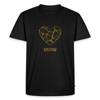 Poterie Kintsugi Coeur Doré Réparé - T-shirt Premium bio Homme - noir - Devant - Nico (187cm)