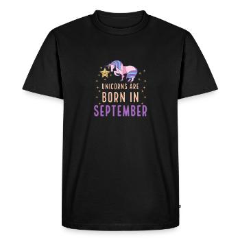 Unicorn Are Born In September Birth Month Birthday - Men's Premium Organic T-Shirt - black - Front - Nico (187cm)