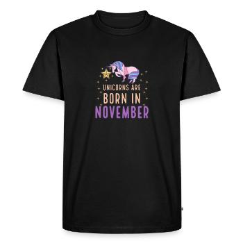 Unicorns Are Born In November Birth Month Birthday - Men's Premium Organic T-Shirt - black - Front - Nico (187cm)