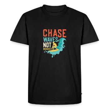 Né pour soulever élevé pour élever le surf Surfer Surf - T-shirt Premium bio Homme - noir - Devant - Nico (187cm)