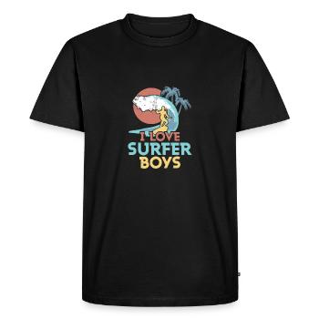 I Love Surfer Boys Surfing Summer Surfboard - T-shirt Premium bio Homme - noir - Devant - Nico (187cm)