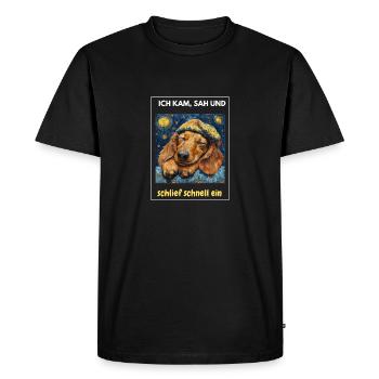 Teckel Motif Fatigué Endormi Tête Glaçante Drôle - T-shirt Premium bio Homme - noir - Devant - Nico (187cm)