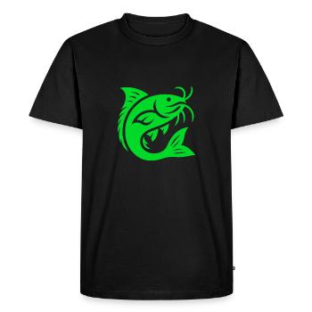 Poisson-chat, poisson-chat, poisson-chat vert, pêche au poisson, pêcheur - T-shirt Premium bio Homme - noir - Devant - Nico (187cm)