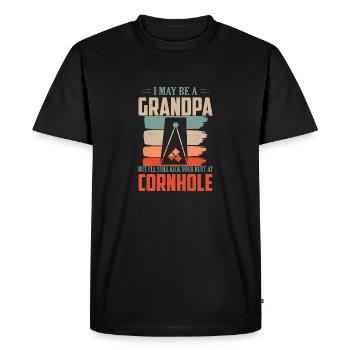 Funny Grandpa Cornhole Bean Bag Toss Player - Men's Premium Organic T-Shirt - black - Front - Nico (187cm)