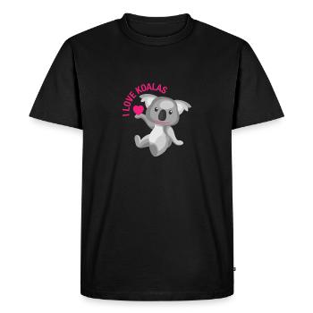 J’adore le t-shirt Koalas. Mignon Koala Ours Amoureux Rose - T-shirt Premium bio Homme - noir - Devant - Nico (187cm)