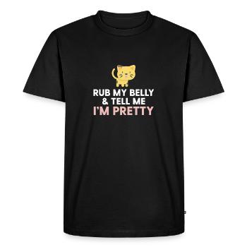 Yellow Kitten - Rub My Belly & Tell Me I'm Pretty - Men's Premium Organic T-Shirt - black - Front - Nico (187cm)