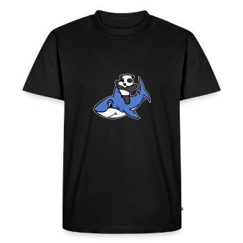 Panda Riding A Shark T-Shirt Funny Sichuan Panda - Men's Premium Organic T-Shirt - black - Front - Nico (187cm)