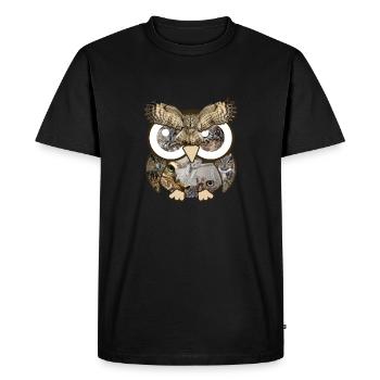 Hiboux Photos Collage Grands Yeux Mignon Oiseau Nocturne - T-shirt Premium bio Homme - noir - Devant - Nico (187cm)