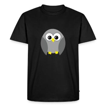 Hibou gris Mignon Gros Yeux Prédateur Oiseau Amoureux - T-shirt Premium bio Homme - noir - Devant - Nico (187cm)