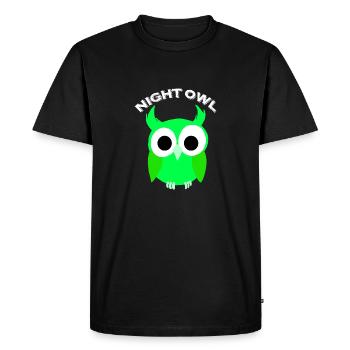 Party Owl Night Long Birds Of Prey Lover Cool Pun - Men's Premium Organic T-Shirt - black - Front - Nico (187cm)